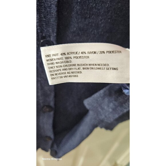 Merona Womens Floral Print Navy Blue Cardigan Sweater XXL Acrylic/Rayon Blend Li - Picture 7 of 7